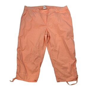 Chico’s Women’s Cropped Pants Orange Sherbet Size XXL Pockets